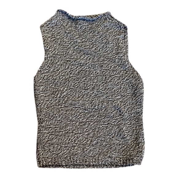 Ann Taylor Textured Brown and White Mottled Sweater Knit Tank Top::Tolled Neck:: - Picture 8 of 8
